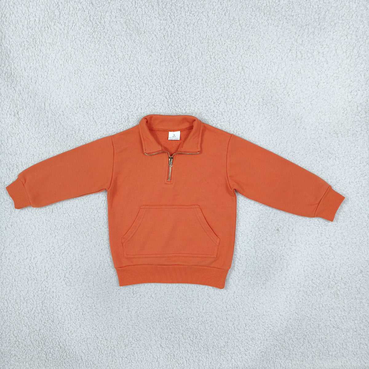 Baby Girls Orange Long Sleeve Sweater Zip Pocket Pullovers Top