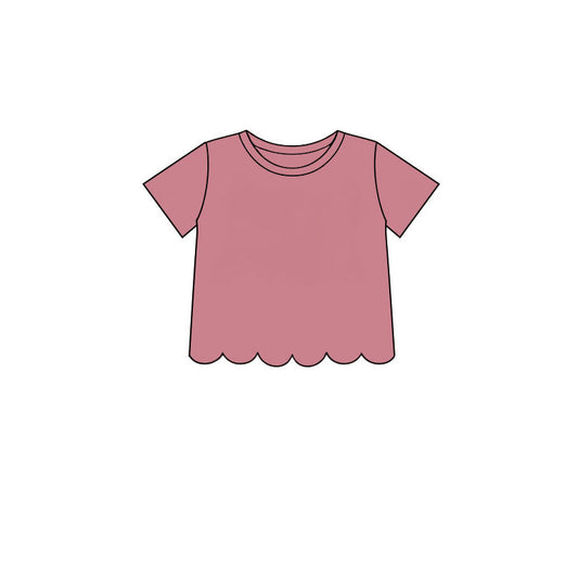 Preorder moq 5 Baby Girls Pink Short Sleeve Scallop T-shirts Top