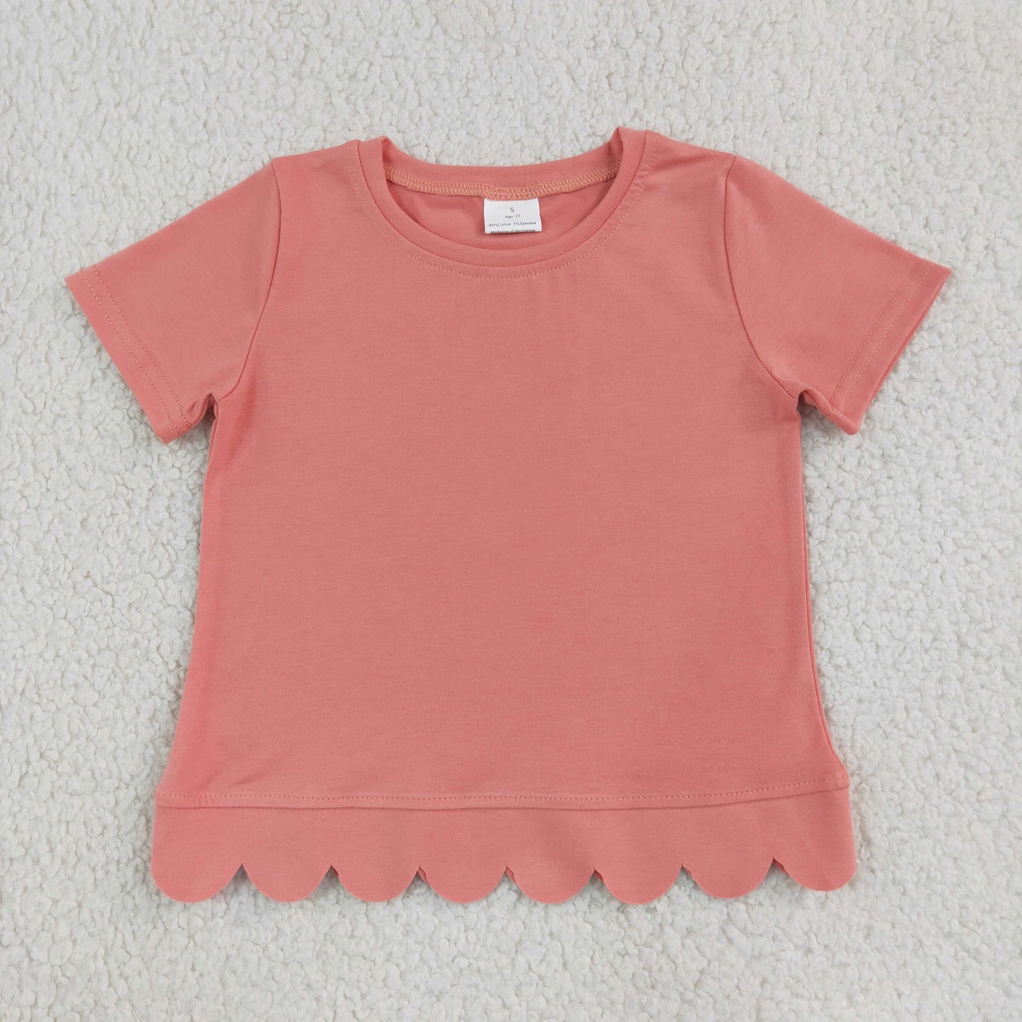 Baby Girls Pink Short Sleeve Scallop T-shirts Top