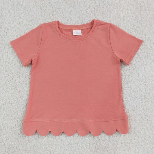 Baby Girls Pink Short Sleeve Scallop T-shirts Top