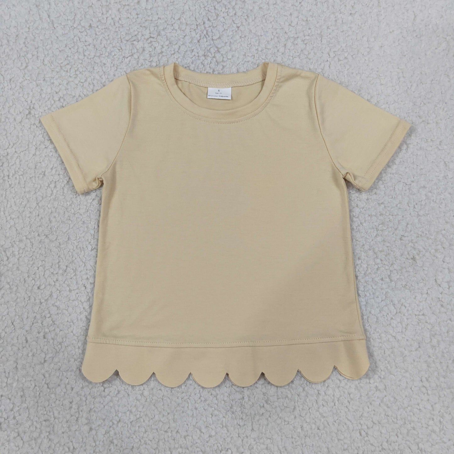 Baby Girls Yellow Short Sleeve Scallop T-shirts Top