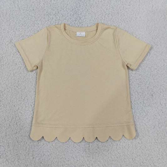 Baby Girls Yellow Short Sleeve Scallop T-shirts Top