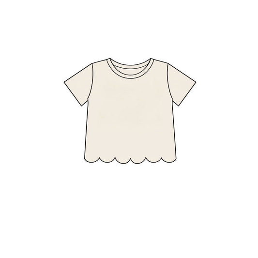 Preorder moq 5 Baby Girls White Short Sleeve Scallop T-shirts Top