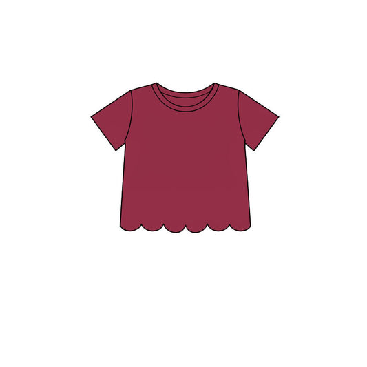 Preorder moq 5 Baby Girls Red Short Sleeve Scallop T-shirts Top