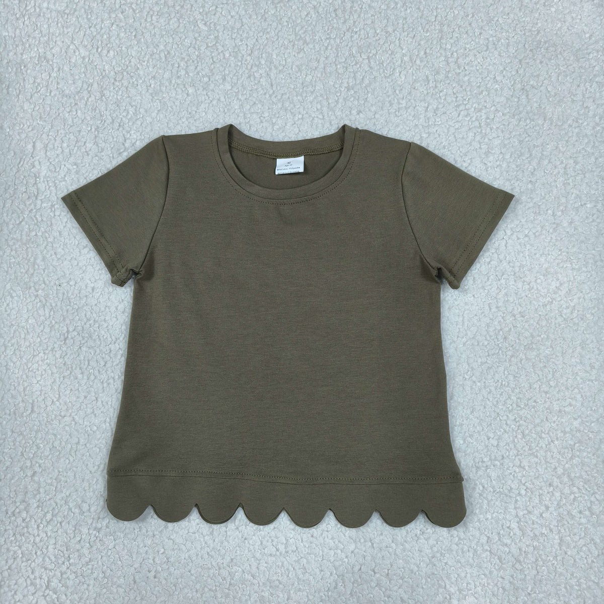 Baby Girls Olive Short Sleeve Scallop T-shirts Top