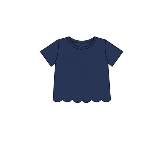 Preorder moq 5 Baby Girls Navy Short Sleeve Scallop T-shirts Top