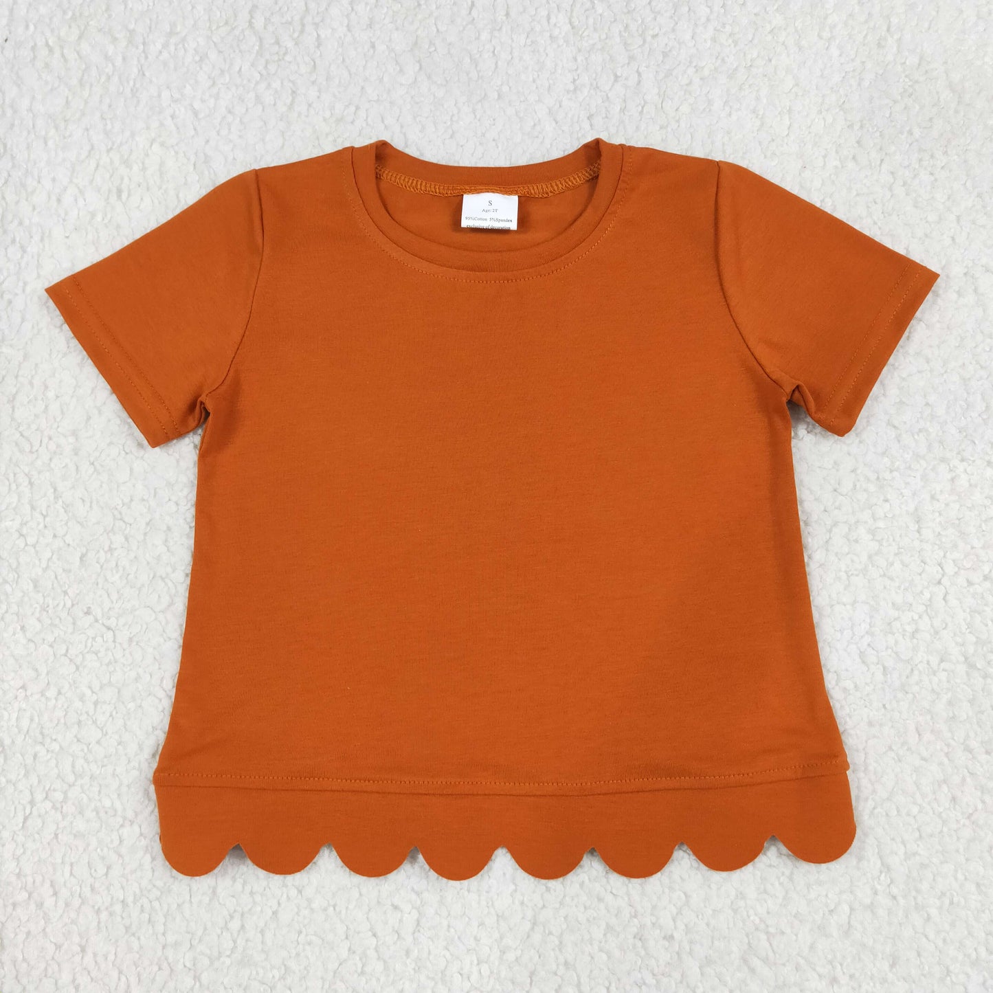 Baby Girls Orange Short Sleeve Scallop T-shirts Top