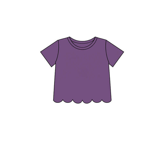 Preorder moq 5 Baby Girls Purple Short Sleeve Scallop T-shirts Top