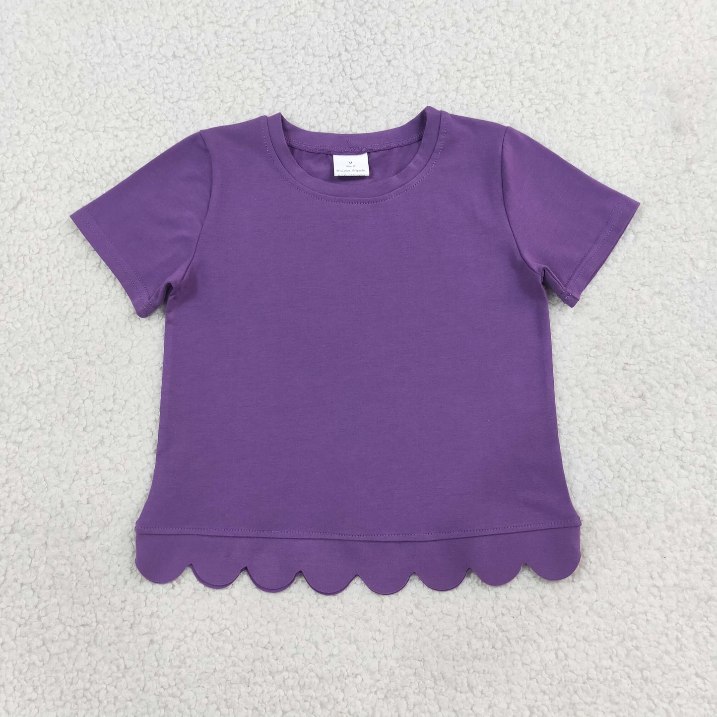 Baby Girls Purple Short Sleeve Scallop T-shirts Top