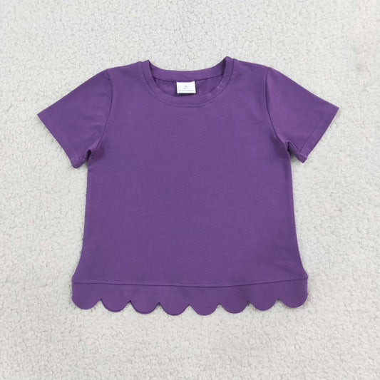Baby Girls Purple Short Sleeve Scallop T-shirts Top