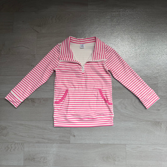 Baby Girls Pink Stripe Yoga Active Pockets Zip Pullovers Tops Preorder
