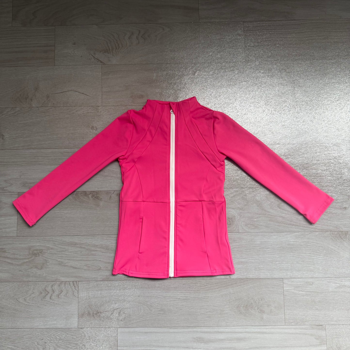 Baby Girls Hot Pink Long Sleeves Yoga Active Pockets Zip Pullovers Tops Preorder