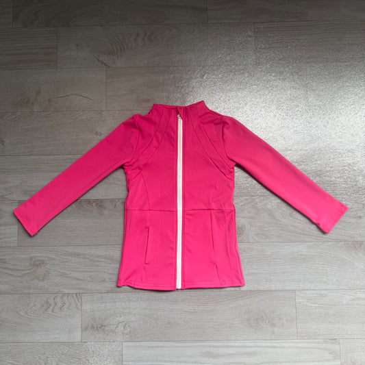 Baby Girls Hot Pink Long Sleeves Yoga Active Pockets Zip Pullovers Tops Preorder