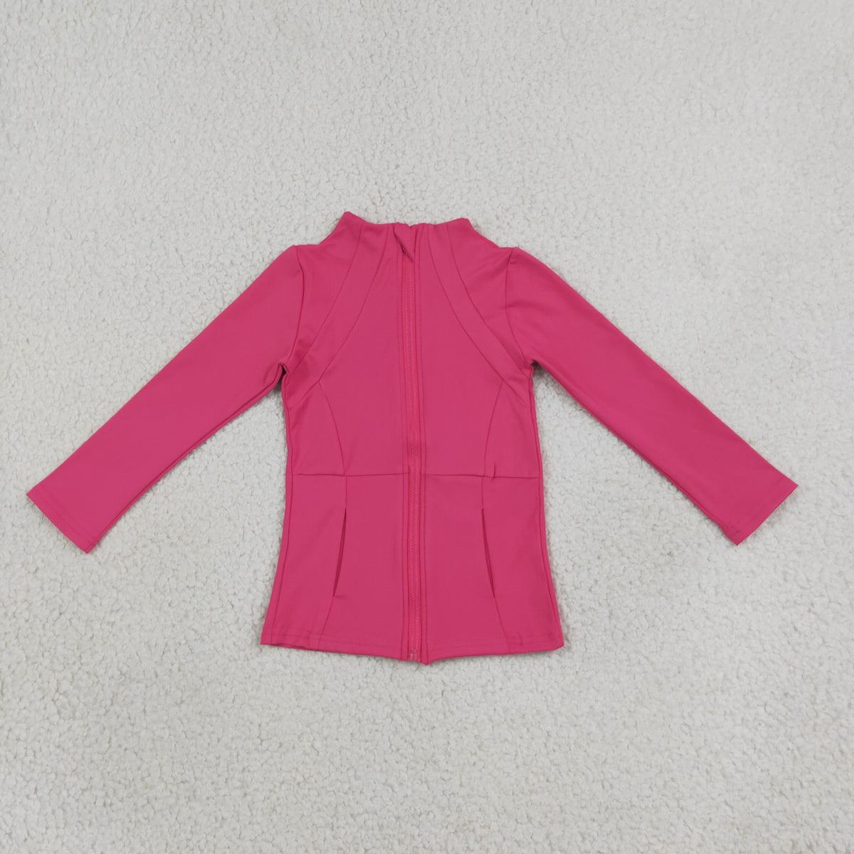 Baby Girls Hot Pink Long Sleeves Yoga Active Pockets Zip Pullovers Tops
