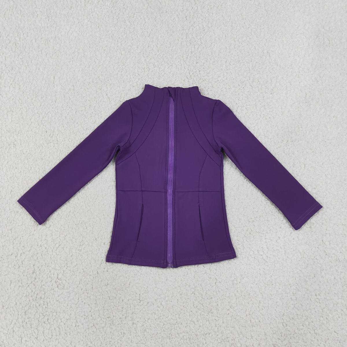 Baby Girls Purple Long Sleeves Yoga Active Pockets Zip Pullovers Tops