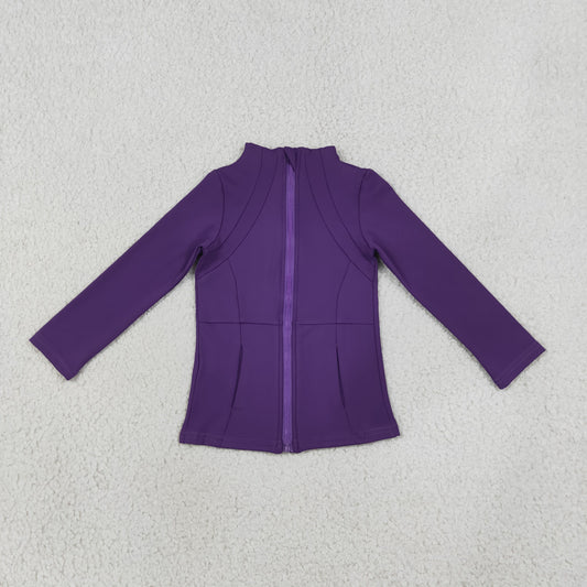 Baby Girls Purple Long Sleeves Yoga Active Pockets Zip Pullovers Tops