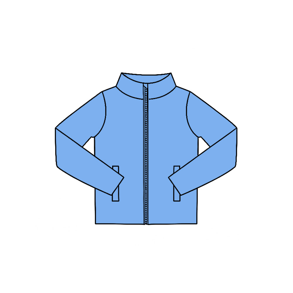Preorder moq 5 Baby Girls Blue Yoga Active Zip Pockets Jackets Tops