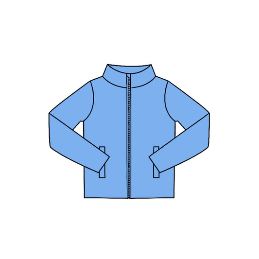 Preorder moq 5 Baby Girls Blue Yoga Active Zip Pockets Jackets Tops