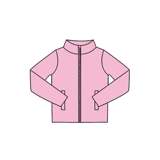 Preorder moq 5 Baby Girls Pink Yoga Active Zip Pockets Jackets Tops