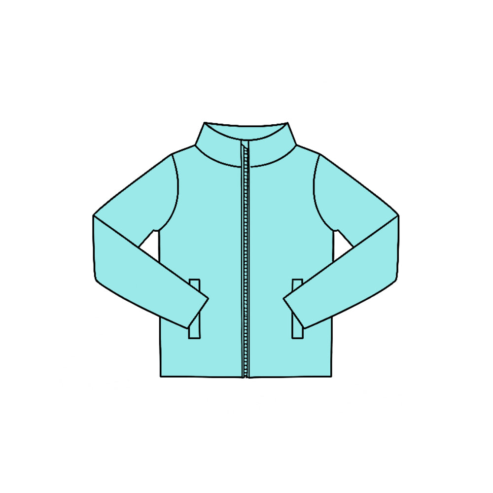 Preorder moq 5 Baby Girls Blue Yoga Active Zip Pockets Jackets Tops