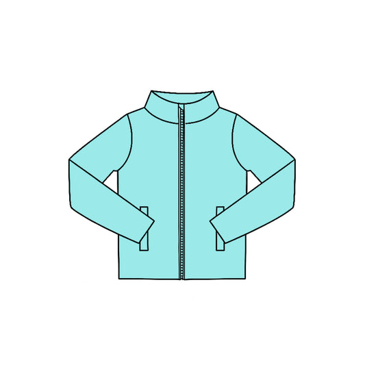 Preorder moq 5 Baby Girls Blue Yoga Active Zip Pockets Jackets Tops