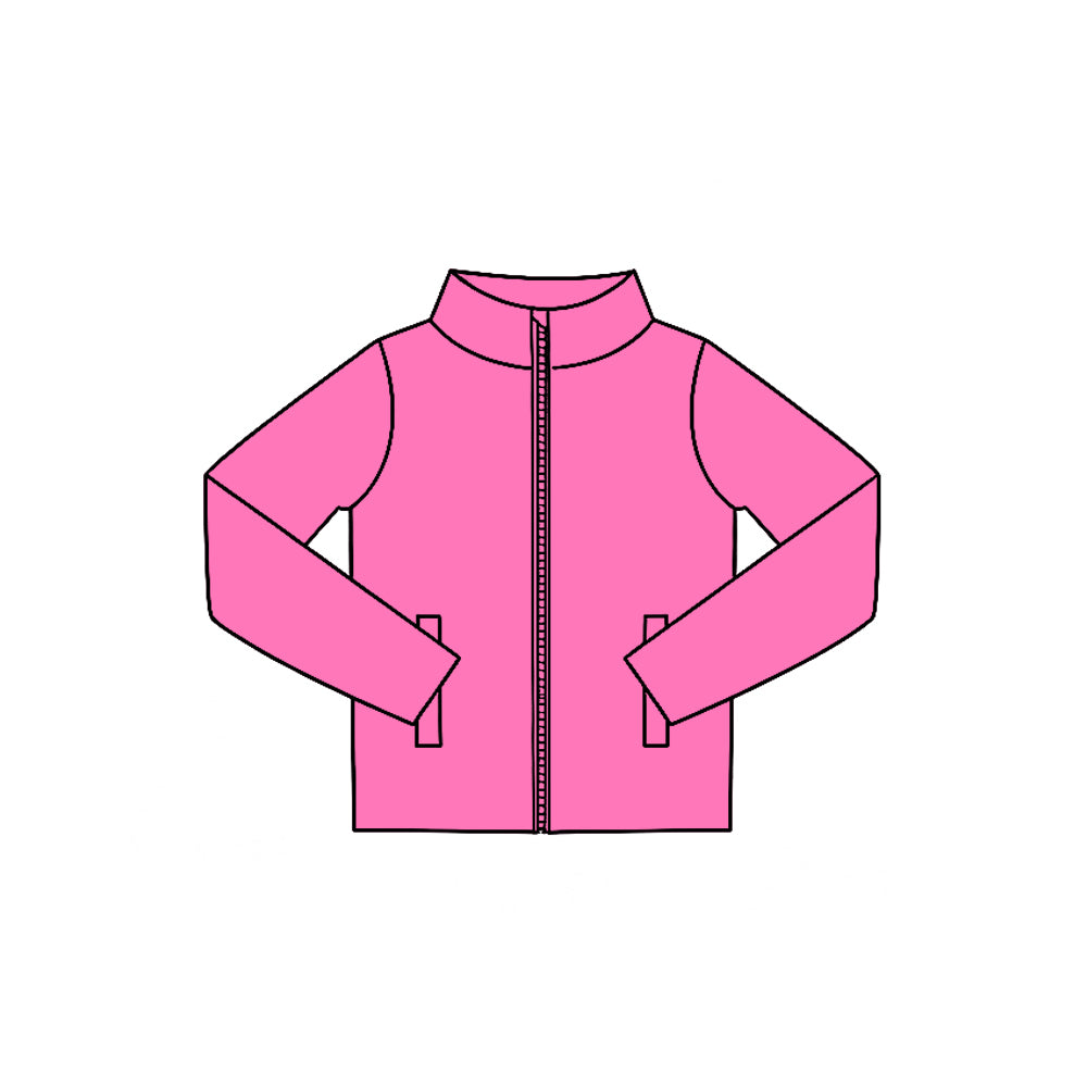 Preorder moq 5 Baby Girls Hot Pink Yoga Active Zip Pockets Jackets Tops