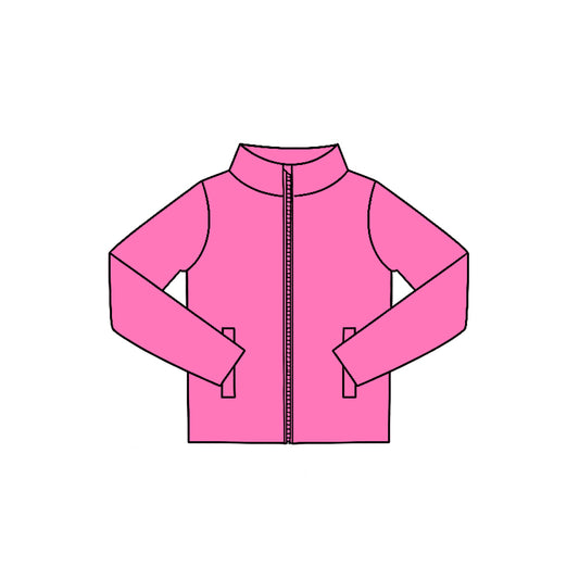 Preorder moq 5 Baby Girls Hot Pink Yoga Active Zip Pockets Jackets Tops