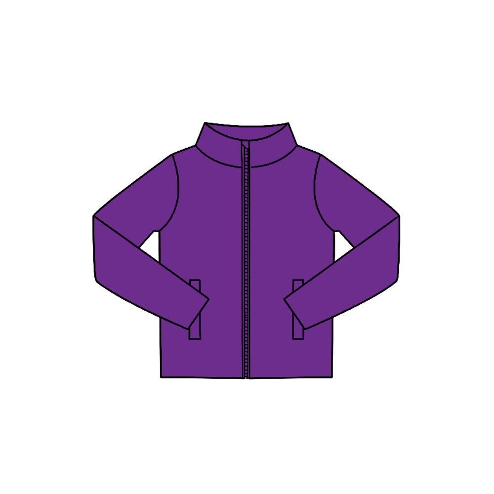 Preorder moq 5 Baby Girls Purple Yoga Active Zip Pockets Jackets Tops