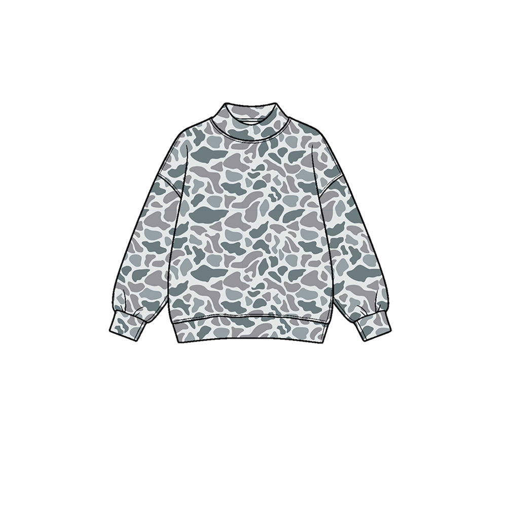 Preorder moq 5 Baby Girls Light Grey Camo Yoga Active Long Sleeve T-shirts Top