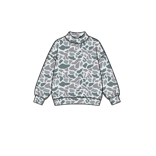 Preorder moq 5 Baby Girls Light Grey Camo Yoga Active Long Sleeve T-shirts Top