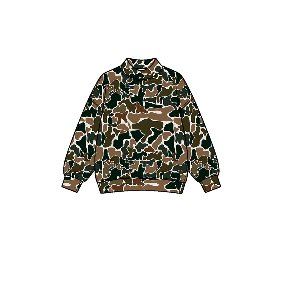 Preorder moq 5 Baby Girls Dark Brown Camo Yoga Active Long Sleeve T-shirts Top