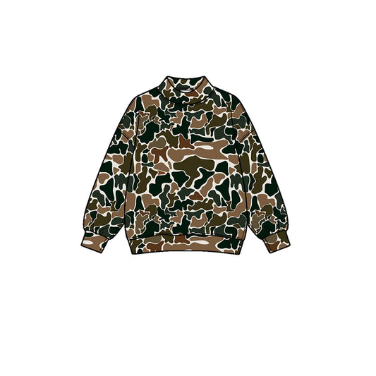 Preorder moq 5 Baby Girls Dark Brown Camo Yoga Active Long Sleeve T-shirts Top