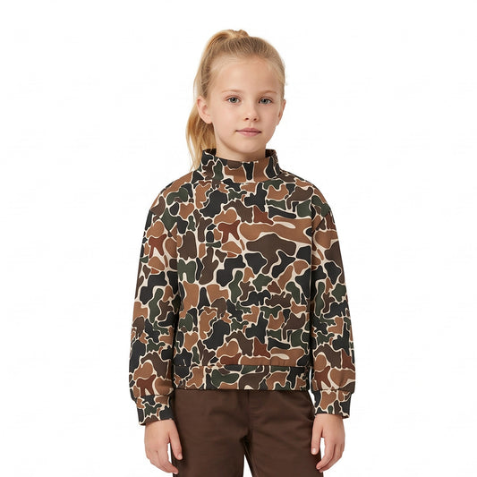 Baby Girls Dark Brown Camo Yoga Active Long Sleeve Choker T-shirts Top