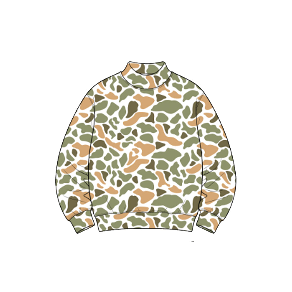 Preorder moq 5 Baby Girls Green Yellow Camo Yoga Active Long Sleeve T-shirts Top