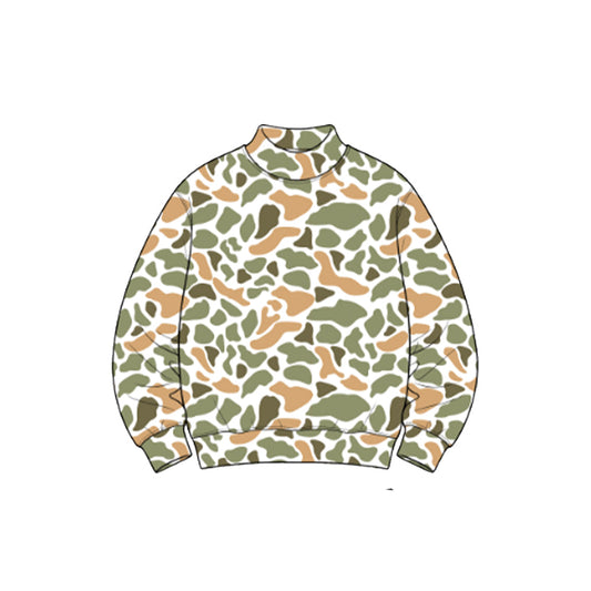 Preorder moq 5 Baby Girls Green Yellow Camo Yoga Active Long Sleeve T-shirts Top