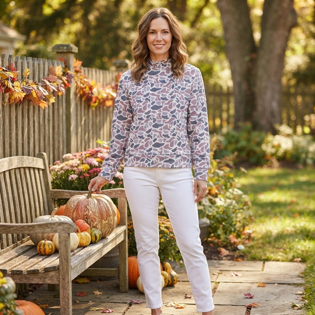 Adult Women Light Grey Camo Yoga Active Long Sleeve Choker T-shirts Top