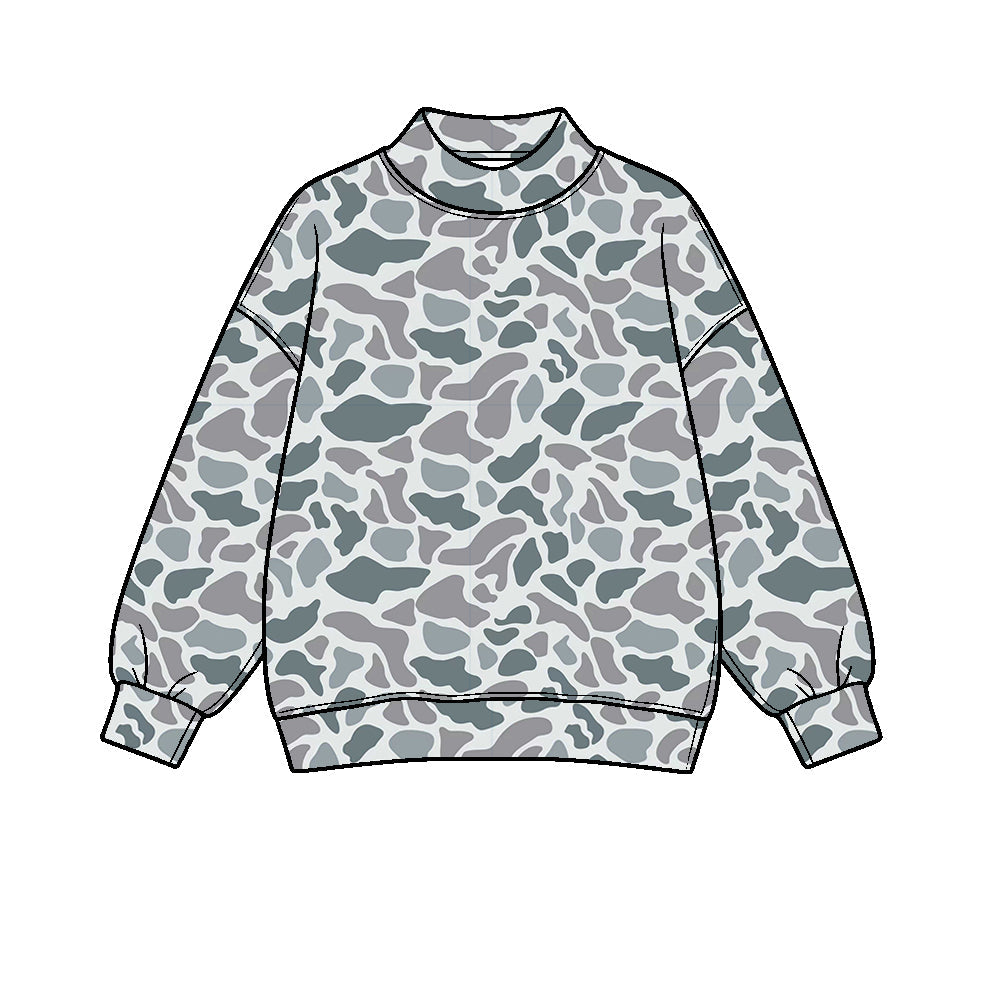 Preorder moq 5 Baby Girls Light Grey Camo Yoga Active Long Sleeve T-shirts Top
