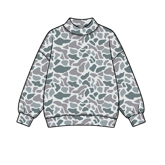 Preorder moq 5 Baby Girls Light Grey Camo Yoga Active Long Sleeve T-shirts Top
