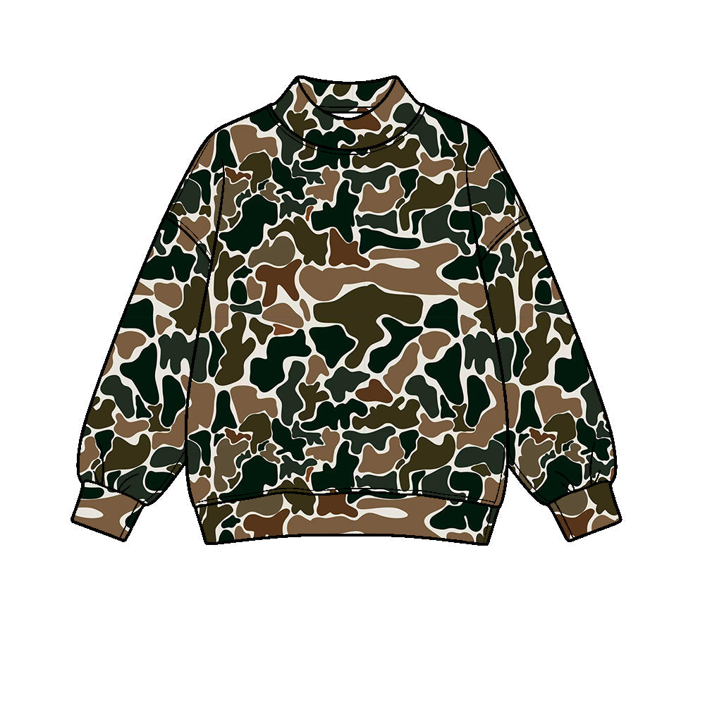 Preorder moq 5 Baby Girls Dark Brown Camo Yoga Active Long Sleeve T-shirts Top