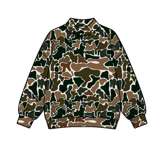 Preorder moq 5 Baby Girls Dark Brown Camo Yoga Active Long Sleeve T-shirts Top