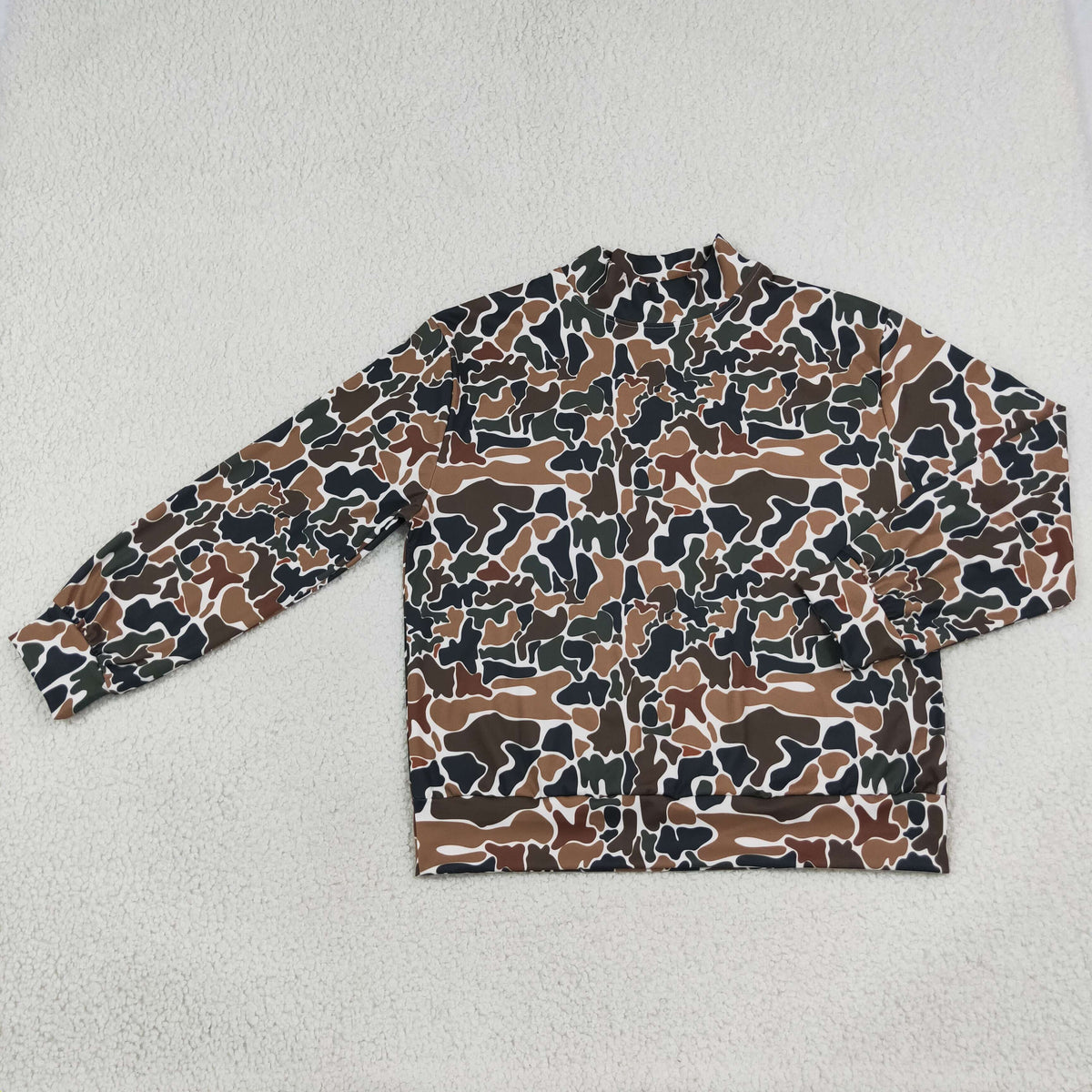 Adult Women Dark Brown Camo Yoga Active Long Sleeve T-shirts Top
