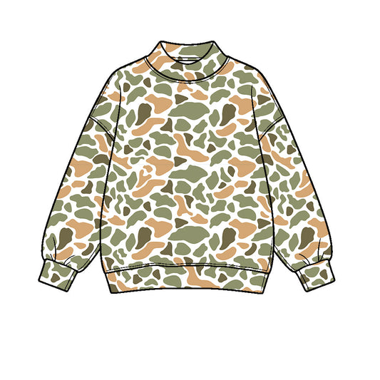 Preorder moq 5 Baby Girls Green Yellow Camo Yoga Active Long Sleeve T-shirts Top
