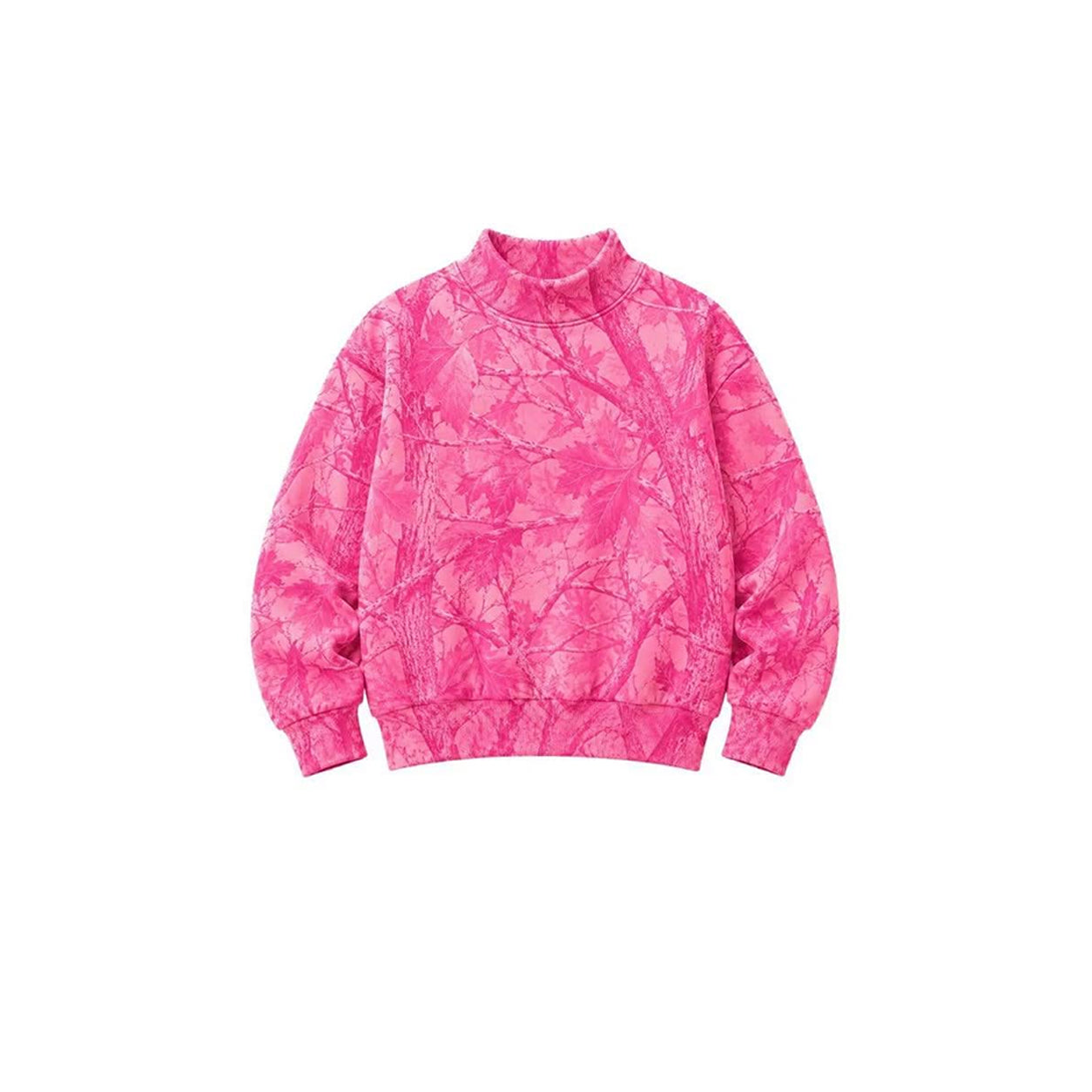 Preorder moq 5 Adult Women Pink Leaves Camo Long Sleeve T-shirts Top