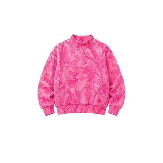 Preorder moq 5 Adult Women Pink Leaves Camo Long Sleeve T-shirts Top