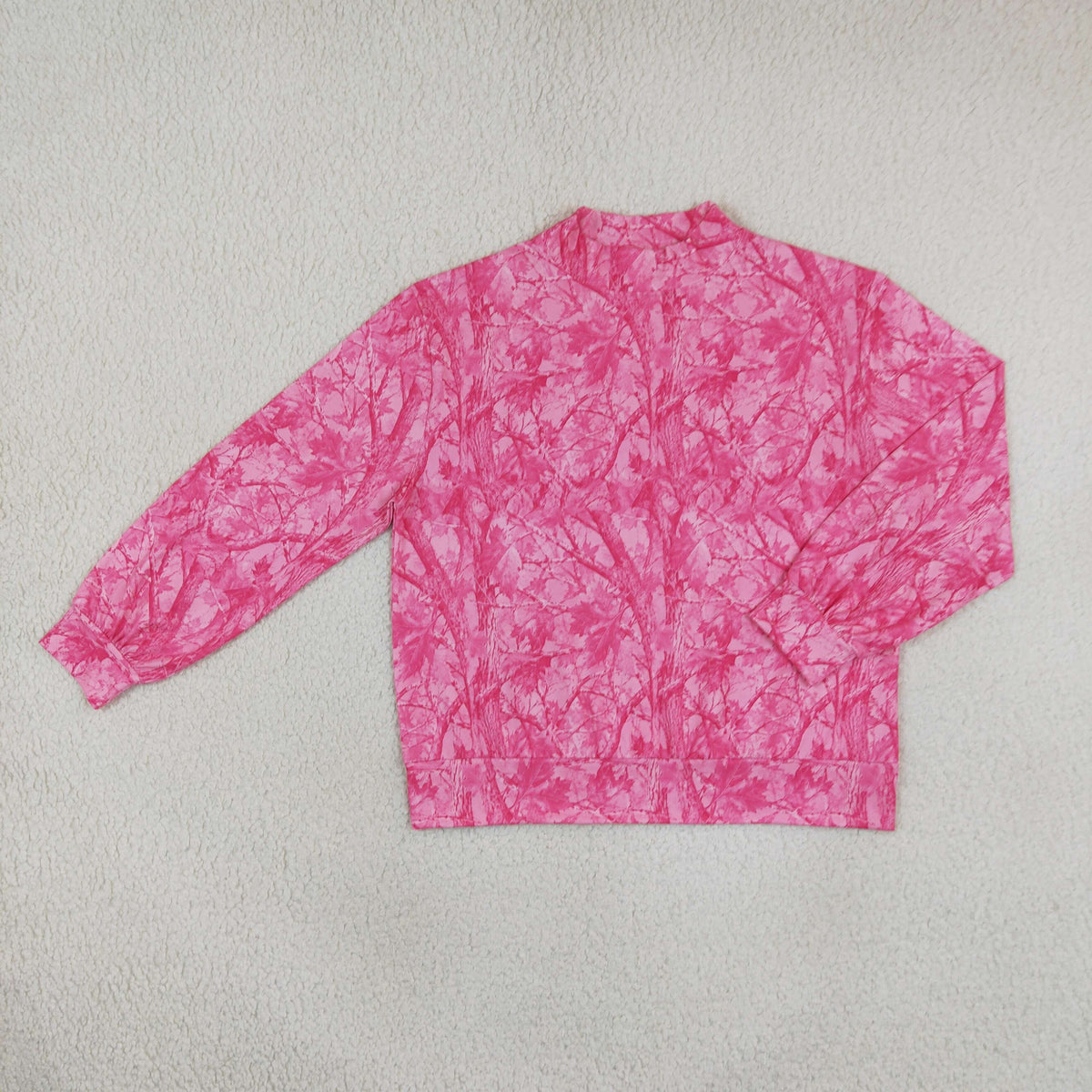 Adult Women Pink Leaves Camo Long Sleeve Choker T-shirts Top