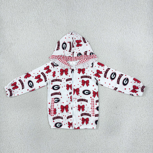 Baby Girls Bows Georgia Zip Pockets Team Ruffle Hoodie Jackets Top