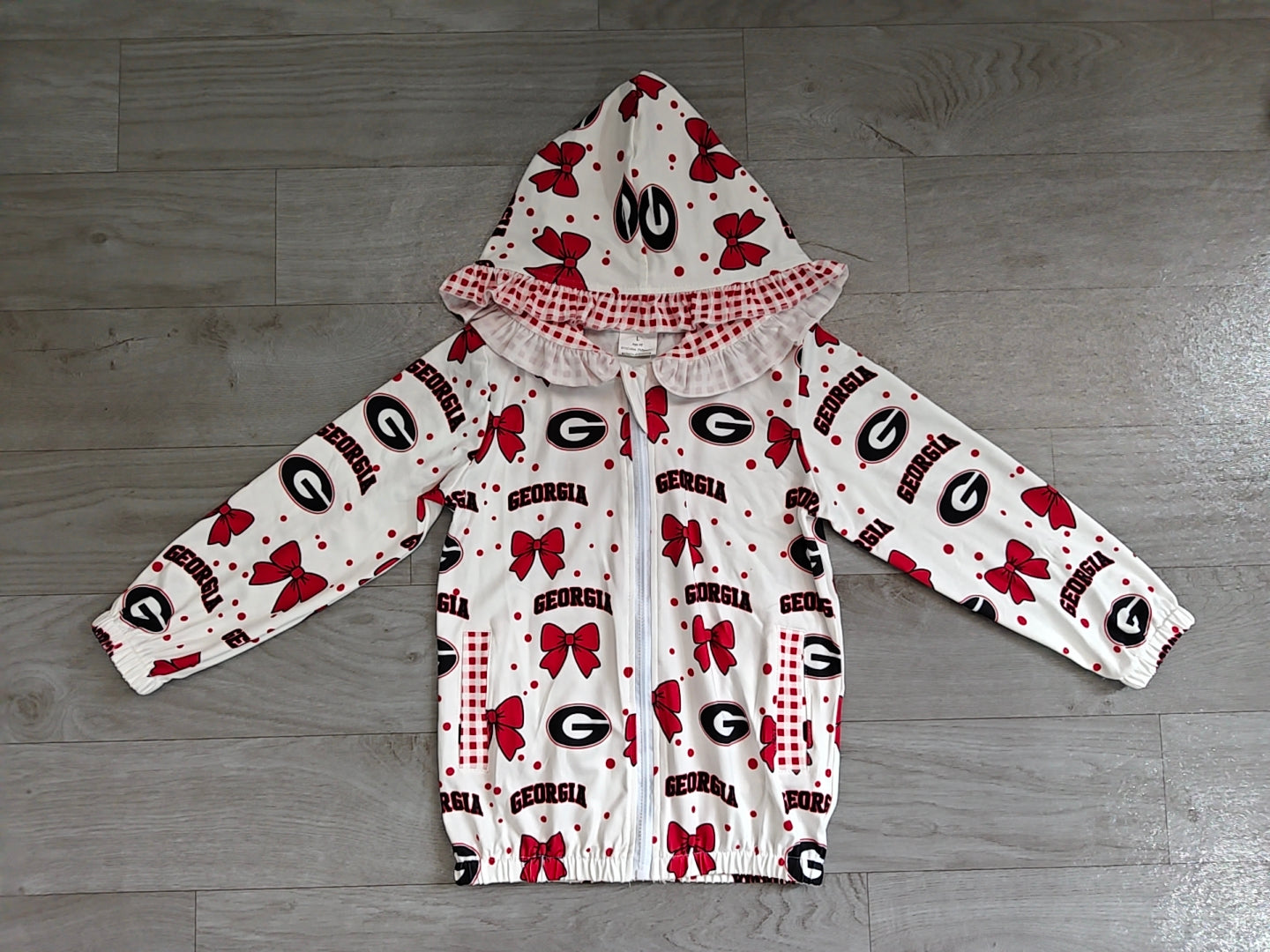 Baby Girls Bows Georgia Zip Pockets Team Ruffle Hoodie Jackets Top Preorder