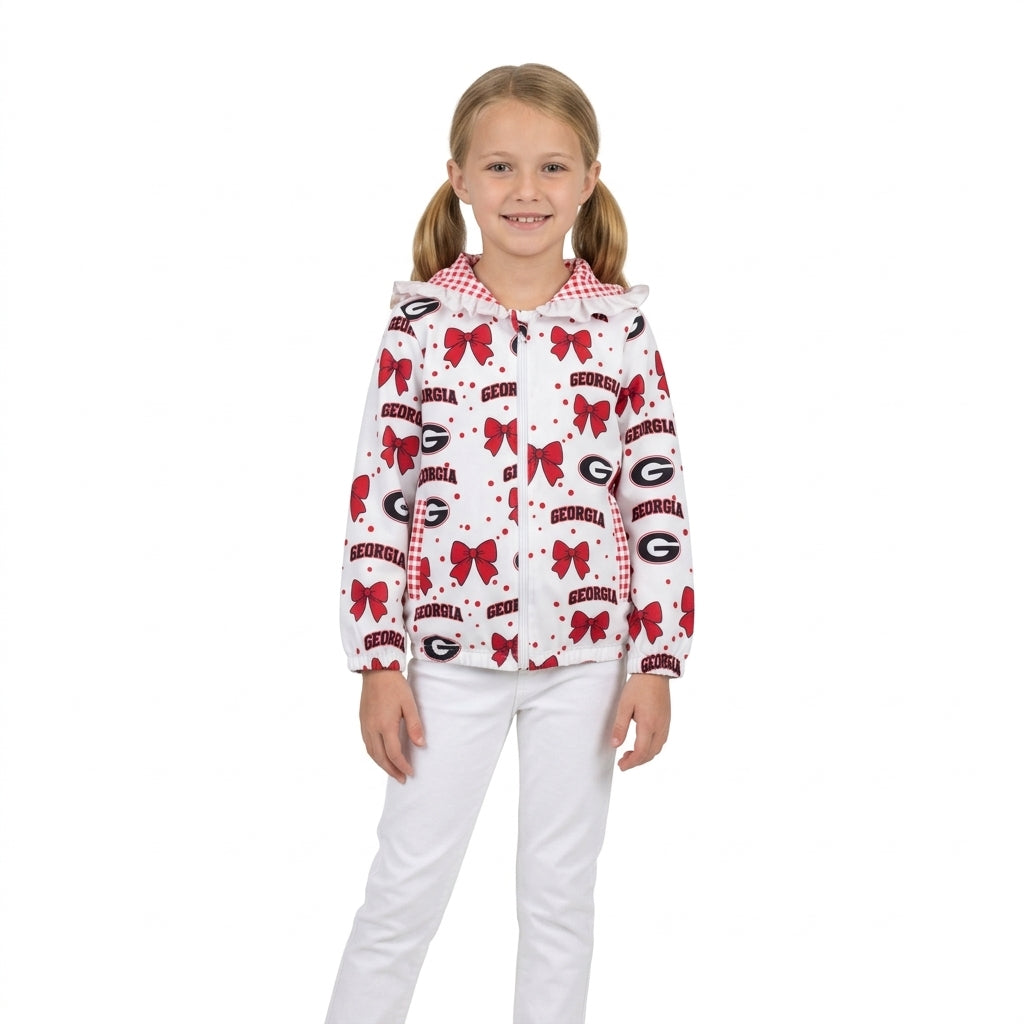 Baby Girls Bows Georgia Zip Pockets Team Ruffle Hoodie Jackets Top