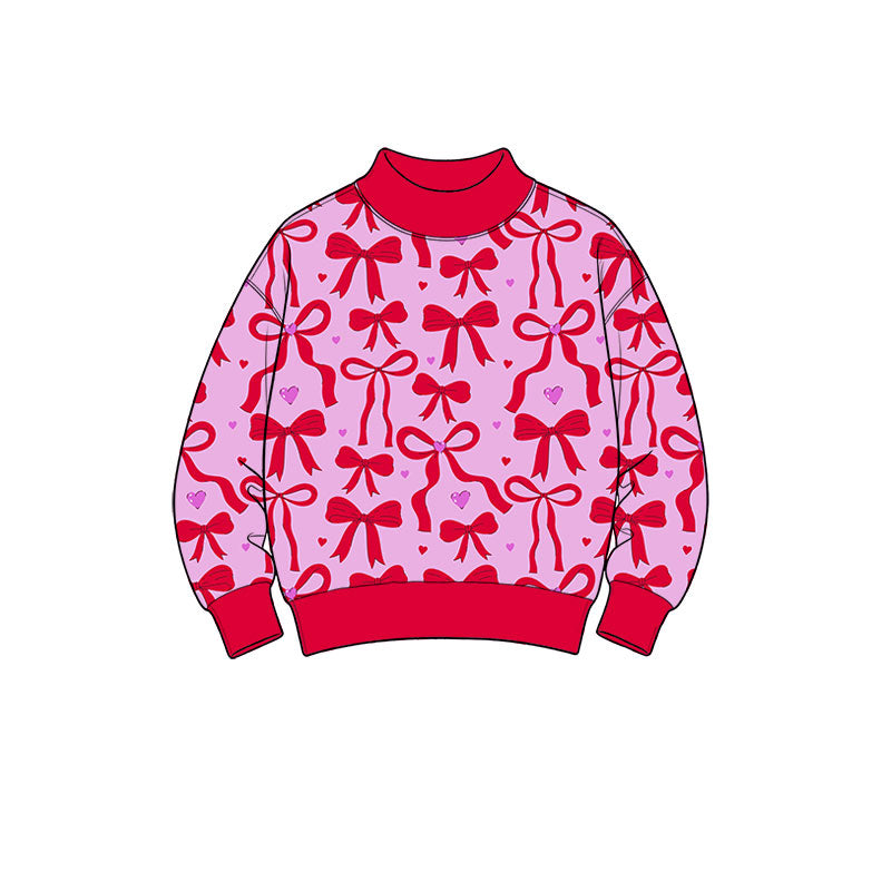 Preorder moq 5 Baby Girls Pink Long Sleeve Bows Hearts Valentines T-shirts Top