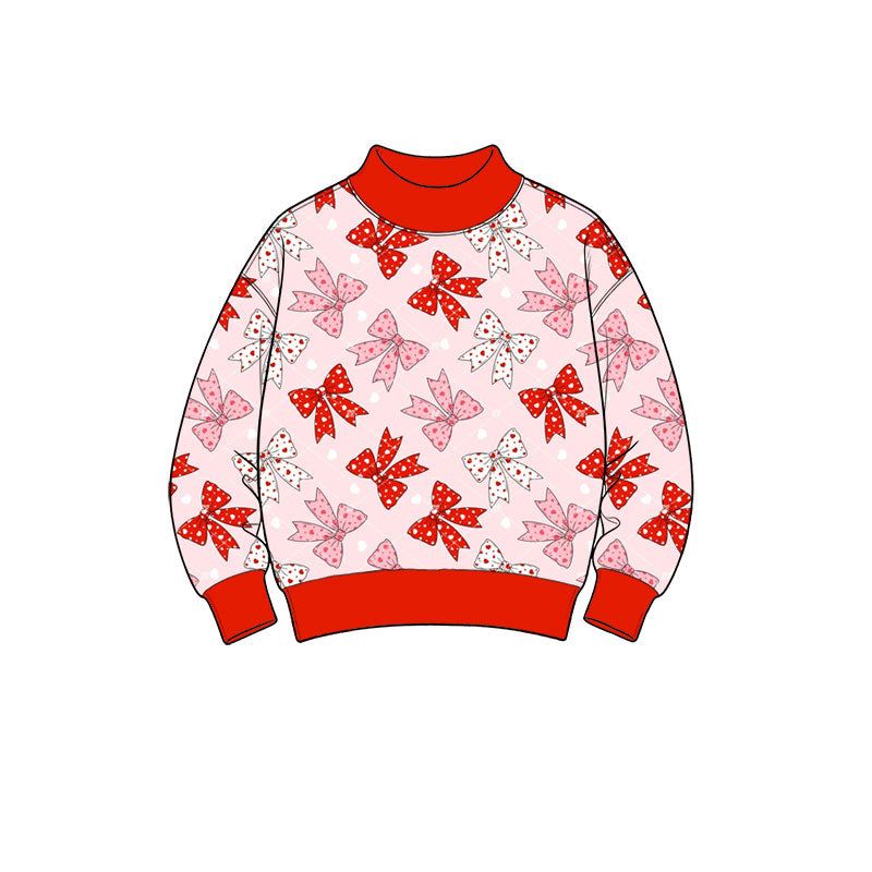 Preorder moq 5 Baby Girls Pink Long Sleeve Bows Hearts Valentines T-shirts Top